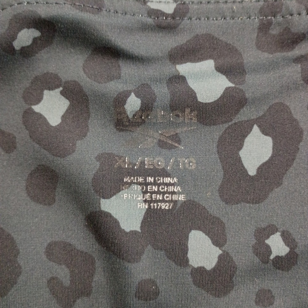 Reebok Leggings Womens XL Grey Leopard Print High Waisted Pockets - Picture 2 of 5